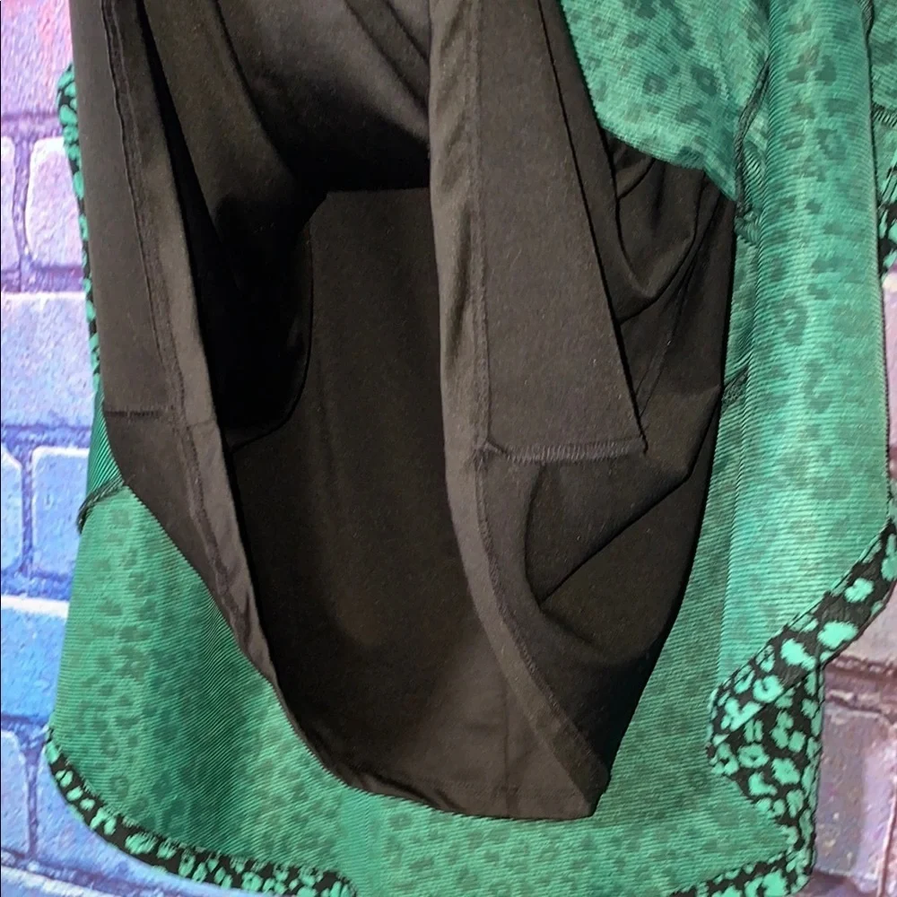 Women's Anthropology + Kin Green Patterned Midi-Skirt With Cheetah Print Size 2